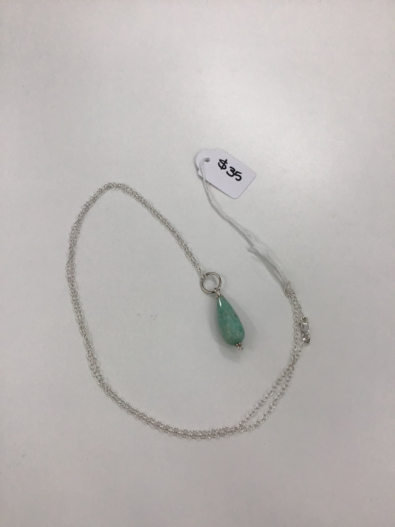Silver 925 crystal pendant necklace small Amazonite1