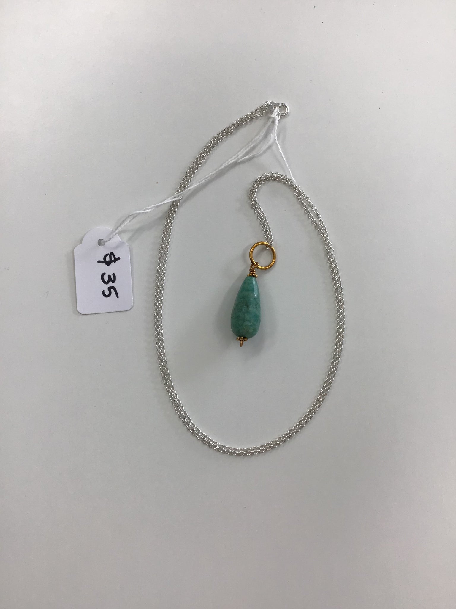 Silver 925 crystal pendant necklace small Amazonite 2