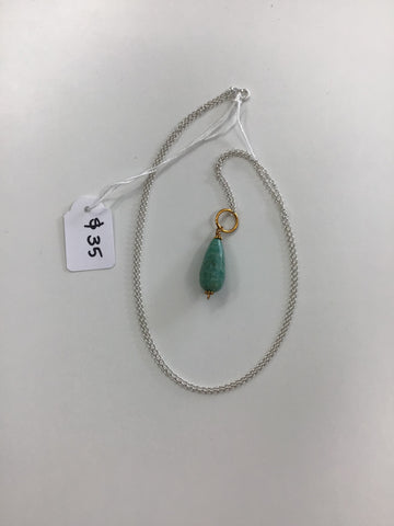 Silver 925 crystal pendant necklace small Amazonite 2