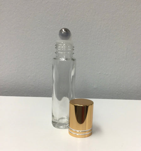 Roller Bottle thick 10ml Gold Lid Clear