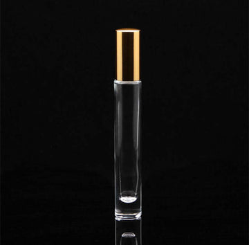 10 x Roller bottle round tall thick with gold lid 10ml