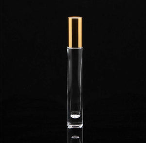 Roller bottle round tall thick with gold lid 10ml