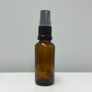 Bottle amber glass 30ml  black lid 18 mm spray